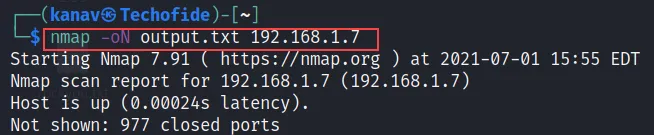 Nmap Output Store in File