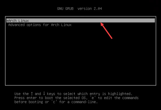 Booting Arch and Selecting From GRUB Menu
