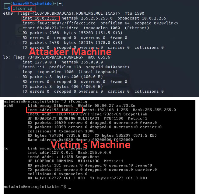 Kali Linux AND Metasploitable Machine