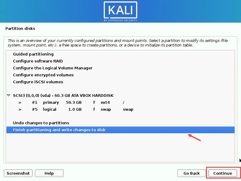 Kali Linux Partition