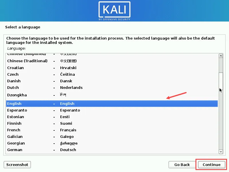 Kali Linux Language