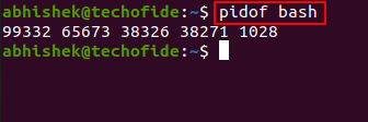 pidof command in linux