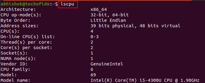 lscpu command in linux