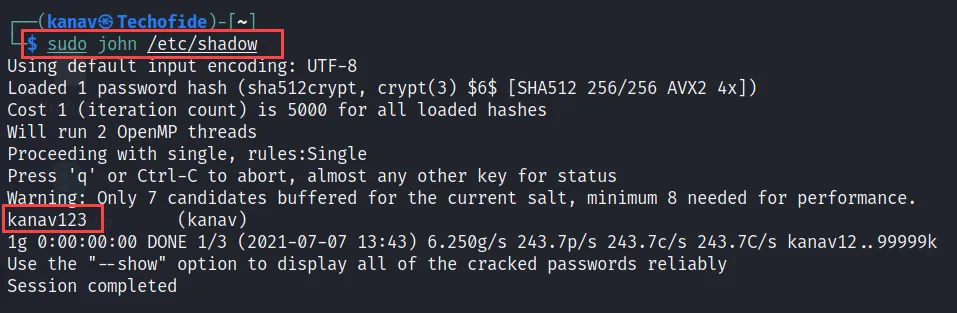 Cracking Linux Password