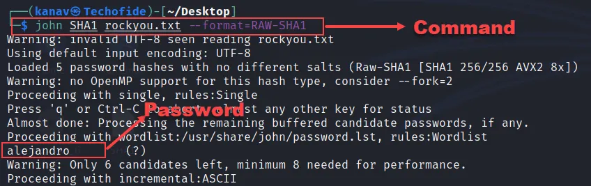 Cracking SHA1 Password Using Wordlist