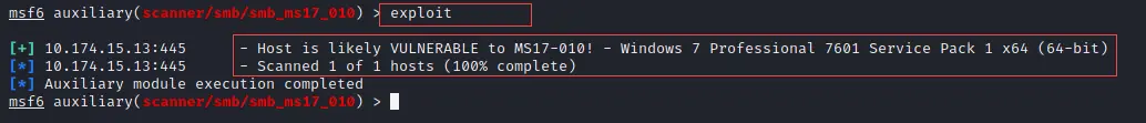 host is likely Vulnerable to MS17-010