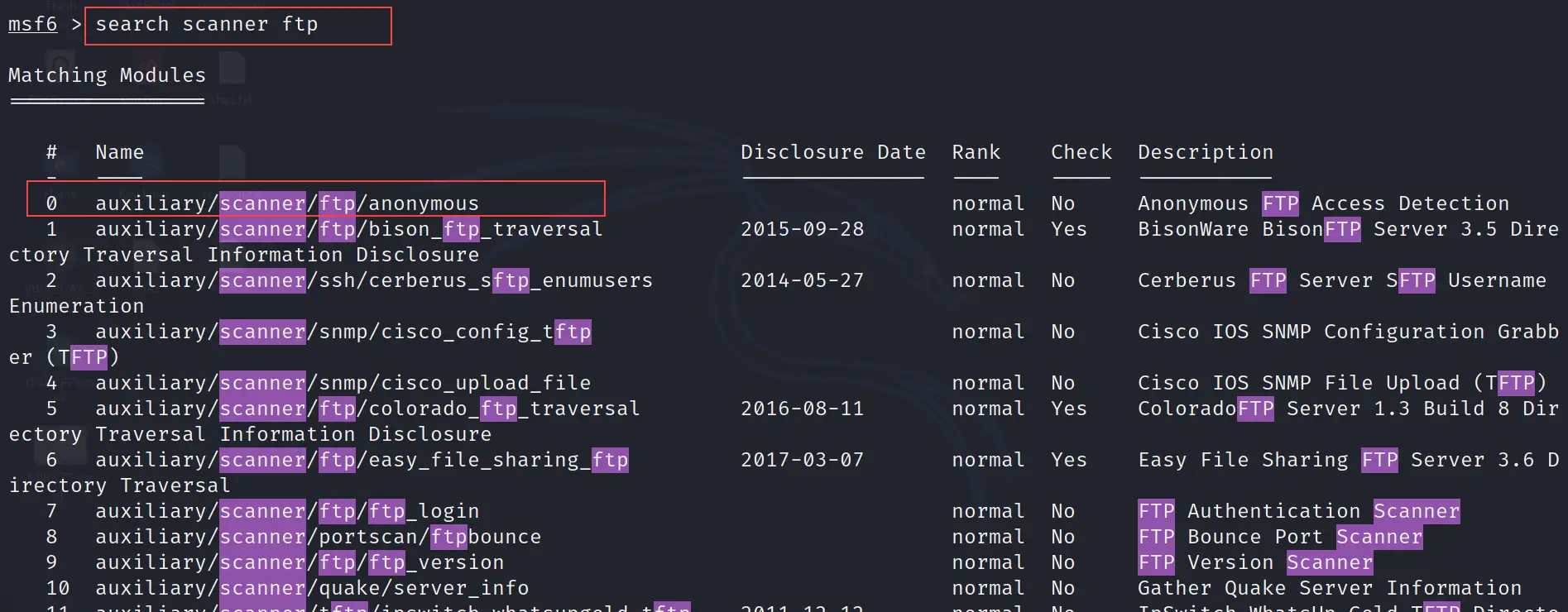 search command in metasploit