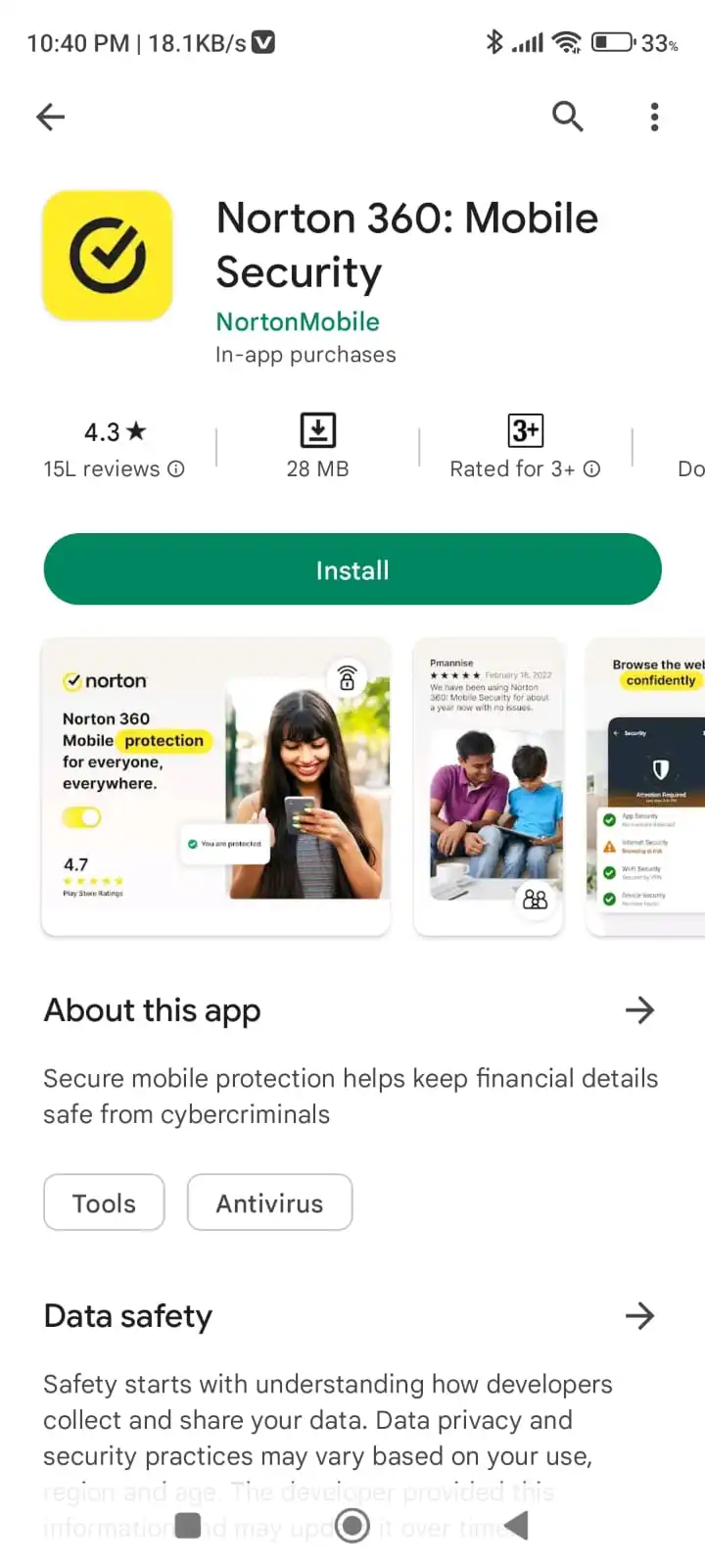 install norton security from play store