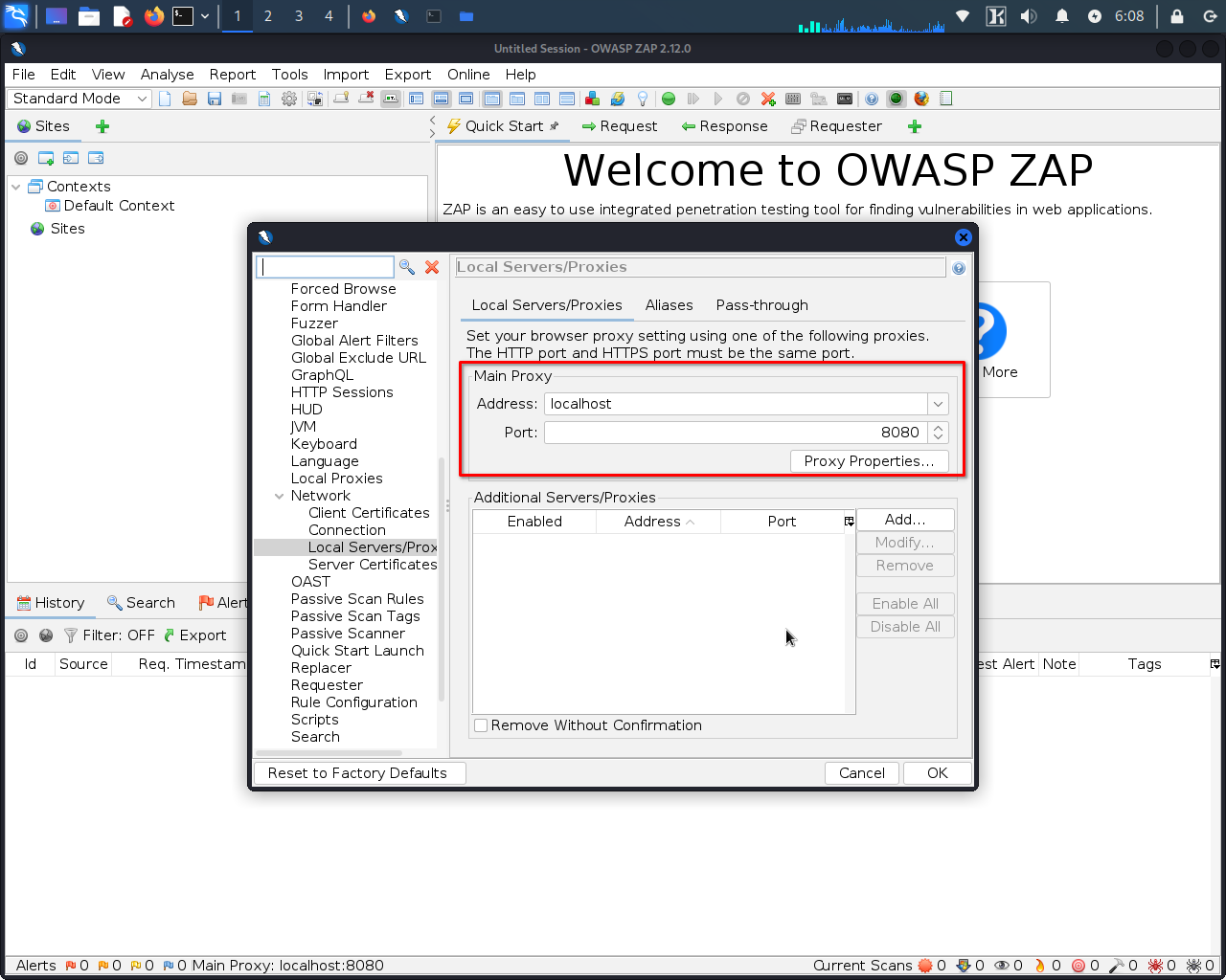 How to configure owasp zap on linux