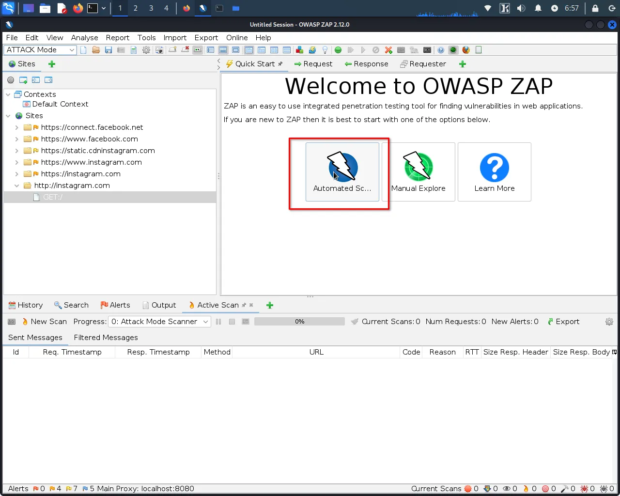 Perform a vulnerability scan with OWASP ZAP